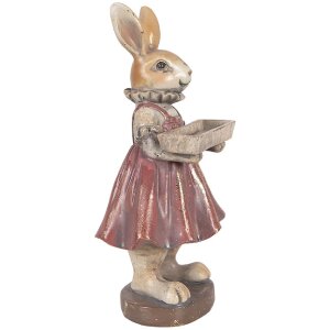 Décoration Lapin Clayre & Eef Beige Rouge 10x8x20 cm