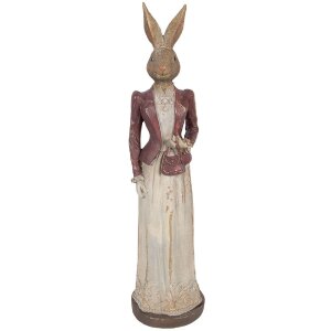 Statue Lapin Élégant Pâques Printemps 9x9x35cm Clayre & Eef