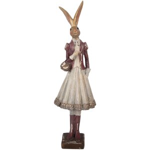 Clayre & Eef Lapin Doré avec Accents Rouges 10x9x32 cm