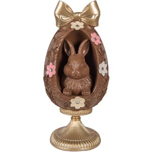 Décoration œuf lapin marron doré Ø 12x26 cm - Clayre & Eef