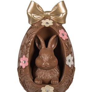 Décoration œuf lapin marron doré Ø 12x26 cm - Clayre & Eef