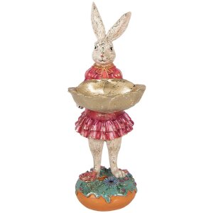 Décoration Lapin avec Assiette Beige Rosa 11x14x30 cm Clayre & Eef