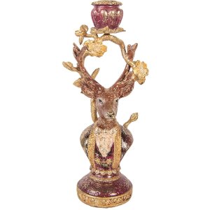 Bougeoir Cerf Violette-Or Clayre & Eef 14x11x31 cm