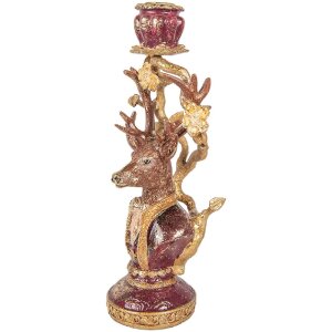 Bougeoir Cerf Violette-Or Clayre & Eef 14x11x31 cm