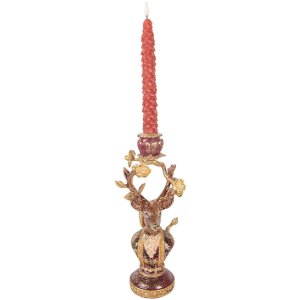 Bougeoir Cerf Violette-Or Clayre & Eef 14x11x31 cm