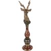 Décoration Cerf Or à Accents Rouges – 14x17x49 cm