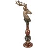 Décoration Cerf Or à Accents Rouges – 14x17x49 cm