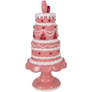 Décoration Gâteau Clayre & Eef Rose-Blanc Ø 16x33 cm