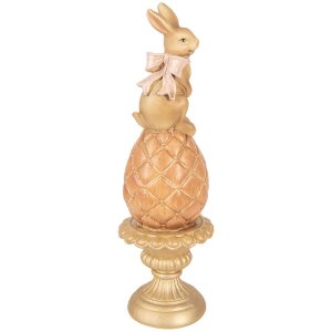 Décoration Lapin sur Oeuf Brun-Gold Ø8x27cm Clayre & Eef