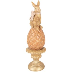 Décoration Lapin sur Oeuf Brun-Gold Ø8x27cm Clayre & Eef