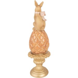 Décoration Lapin sur Oeuf Brun-Gold Ø8x27cm Clayre & Eef