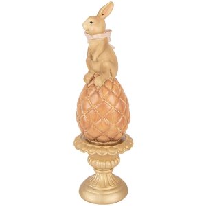 Décoration Lapin sur Oeuf Brun-Gold Ø8x27cm Clayre & Eef