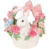 Décoration Lapin dans son panier blanc rose 15x9x16 cm Clayre & Eef