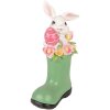 Décoration lapin dans bottillon blanc vert rose 13x8x20 cm
