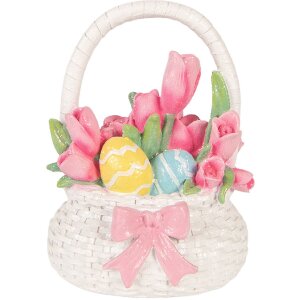Corbeille de Décoration Clayre & Eef Blanc Rose 14x11x18 cm