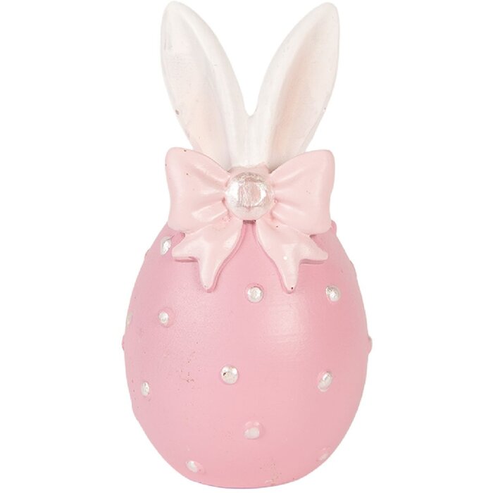 Décoration Oeuf Clayre & Eef, Rose-Blanc, Ø 6x12 cm