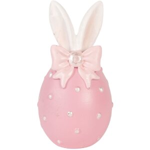 Décoration Oeuf Clayre & Eef, Rose-Blanc, Ø 6x12 cm