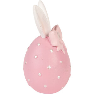 Décoration Oeuf Clayre & Eef, Rose-Blanc, Ø 6x12 cm
