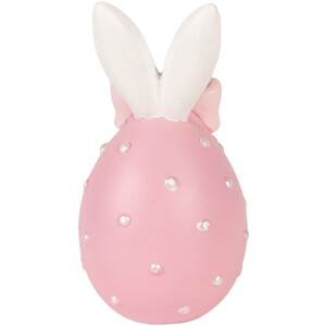 Décoration Oeuf Clayre & Eef, Rose-Blanc, Ø 6x12 cm