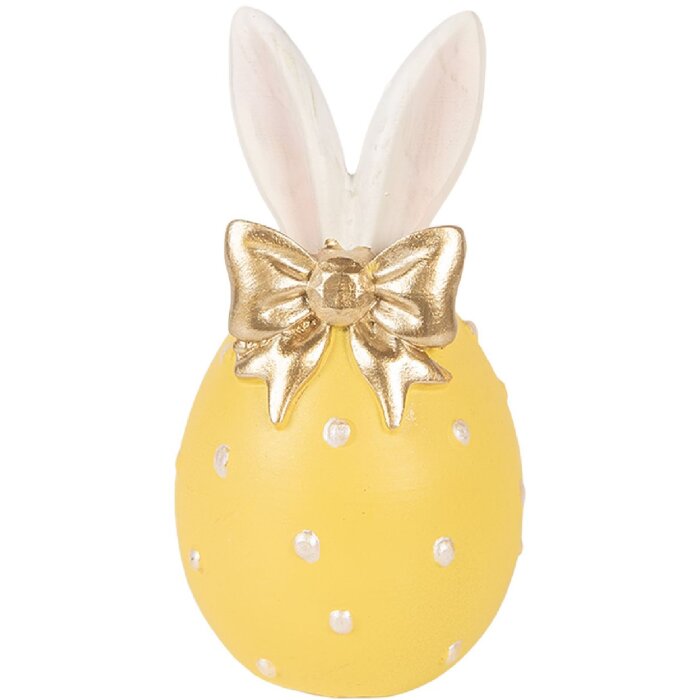Décoration Oeuf Clayre & Eef Jaune-Blanc Ø 6x12 cm
