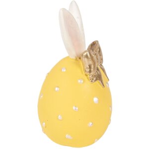 Décoration Oeuf Clayre & Eef Jaune-Blanc Ø 6x12 cm