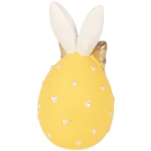 Décoration Oeuf Clayre & Eef Jaune-Blanc Ø 6x12 cm