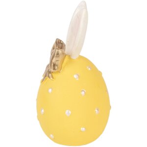 Décoration Oeuf Clayre & Eef Jaune-Blanc Ø 6x12 cm