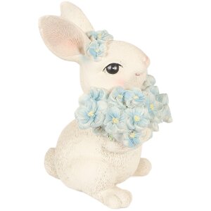 Décoration Lapin Blanc Bleu 9x10x13 cm – Clayre & Eef