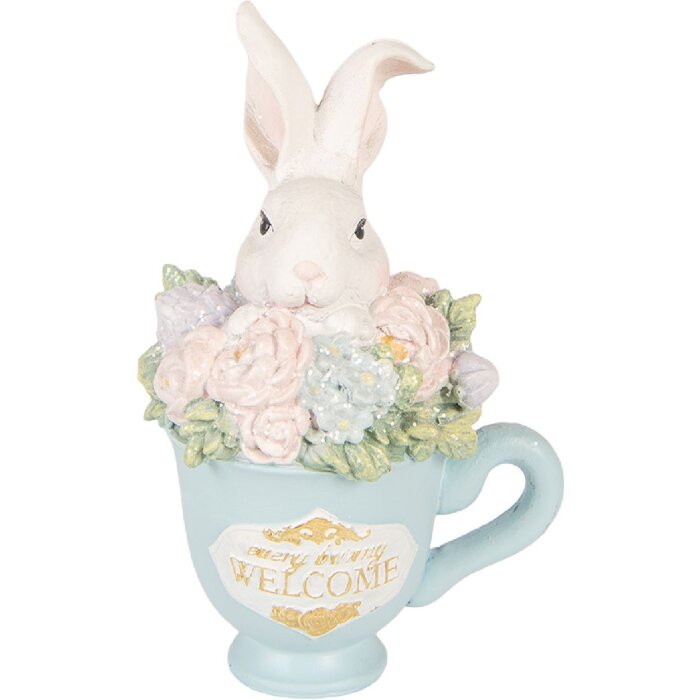 Décoration Lapin dans Bol Blanc-Bleu – Clayre & Eef