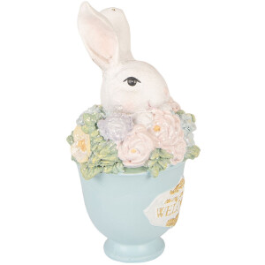 Décoration Lapin dans Bol Blanc-Bleu – Clayre & Eef