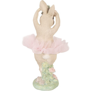 Clayre & Eef 6PR6078 Dekoration Kaninchen Beige-Rosa 10x9x27 cm
