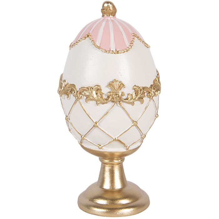 Décoration Oeuf Blanc Doré Clayre & Eef Ø 8x15 cm