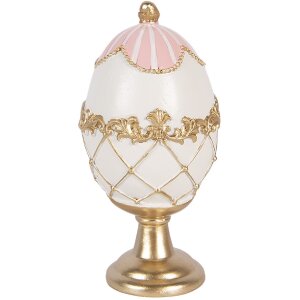 Décoration Oeuf Blanc Doré Clayre & Eef Ø 8x15 cm