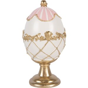 Décoration Oeuf Blanc Doré Clayre & Eef Ø 8x15 cm