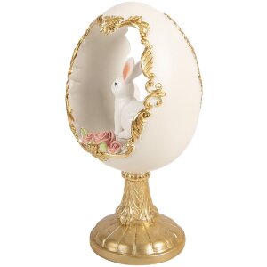 Décoration Oeuf Lapin Blanc-Or 12x11x22 cm Clayre...