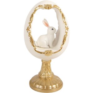 Décoration Oeuf Lapin Blanc-Or 12x11x22 cm Clayre & Eef