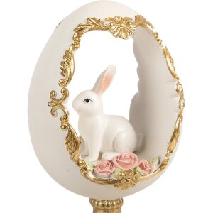 Décoration Oeuf Lapin Blanc-Or 12x11x22 cm Clayre & Eef