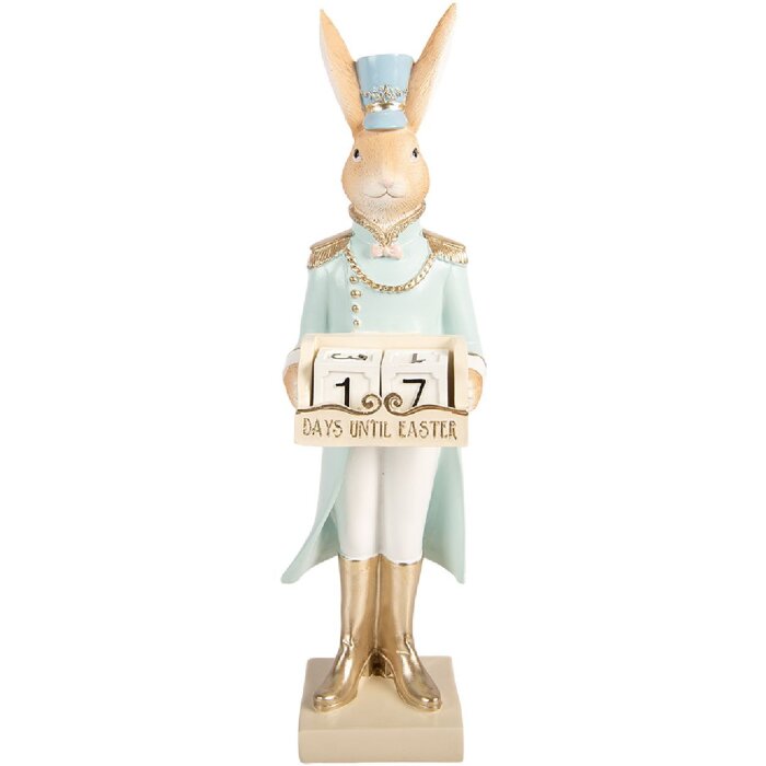 Décoration Lapin Clayre & Eef 9x10x32 cm Beige-Blau