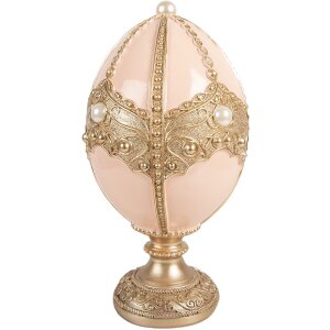 Décoration Oeuf Clayre & Eef – Rose délicat avec doré, Ø 15x27 cm