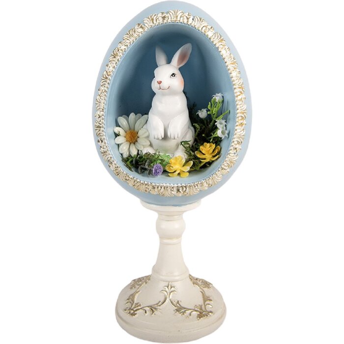 Décoration Oeuf avec Lapin Clayre & Eef Blanc Bleu 13x12x28 cm