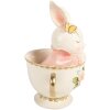 Décoration Lapin dans Tasse Blanc Rose 16x13x22 cm Clayre & Eef