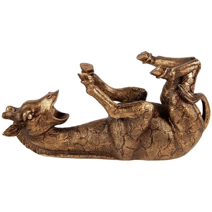 Support de bouteille girafe Clayre & Eef doré-bronze 33x13x16 cm