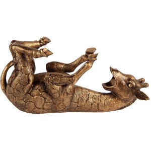 Support de bouteille girafe Clayre & Eef doré-bronze 33x13x16 cm