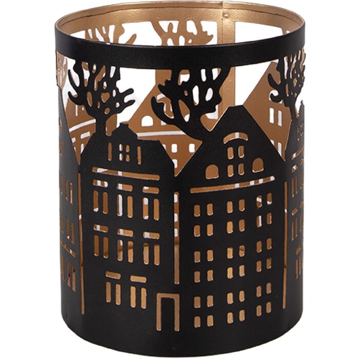 Bougeoir Clayre & Eef motif maison en fer Ø11x13 cm