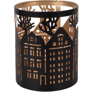 Bougeoir Clayre & Eef motif maison en fer Ø11x13 cm