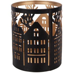 Bougeoir Clayre & Eef motif maison en fer Ø11x13 cm