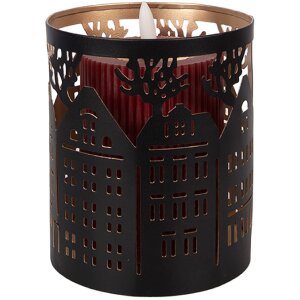 Bougeoir Clayre & Eef motif maison en fer Ø11x13 cm