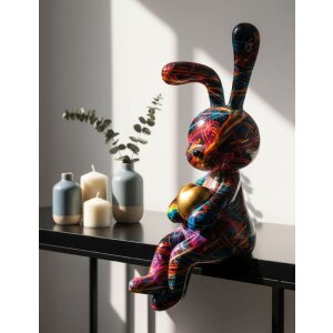 Figurine décorative Coniglietto Psyco – Lapin psychédélique multicolore 23 cm