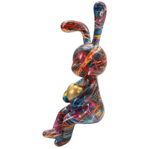 Figurine décorative Coniglietto Psyco – Lapin psychédélique multicolore 23 cm