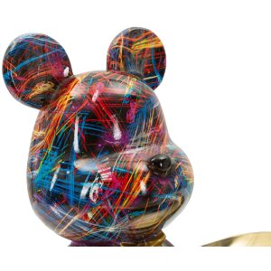 Statue décorative CANE PSYCHO multicolore avec plateau doré 22,5 cm